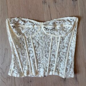 PrettyLittleThing Cream Lace Corset | Size 8